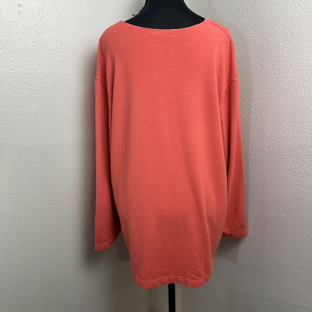 Bryn Walker Tunic Women's Medium Coral Bamboo Lagenlook Flowy Boho Pockets - Picture 2 of 8